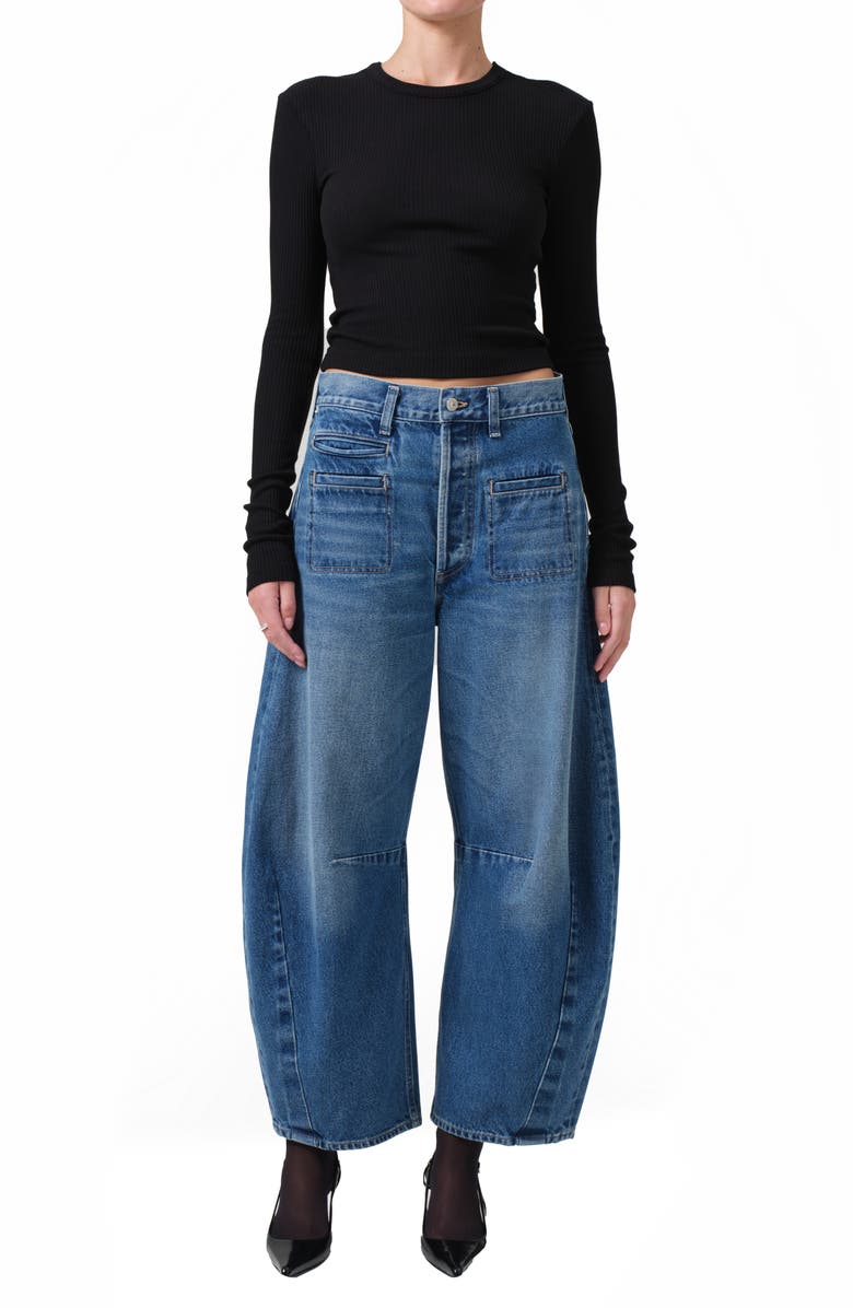 Citizens of Humanity Faena Crop Crewneck Top, Alternate, color, Black