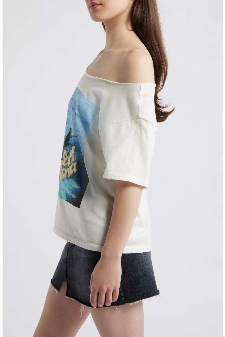 Surf Mania Off the Shoulder Graphic Tee, Alternate, color, VINTAGE WHITE