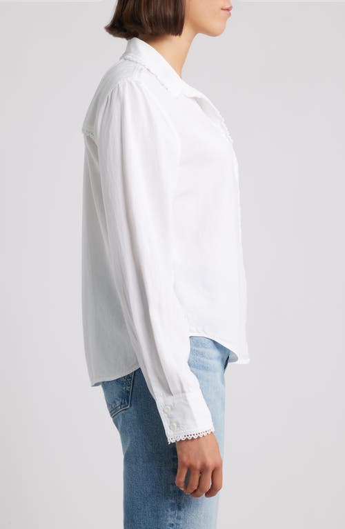 Cloth & Stone Lace Trim Button-up Shirt In White