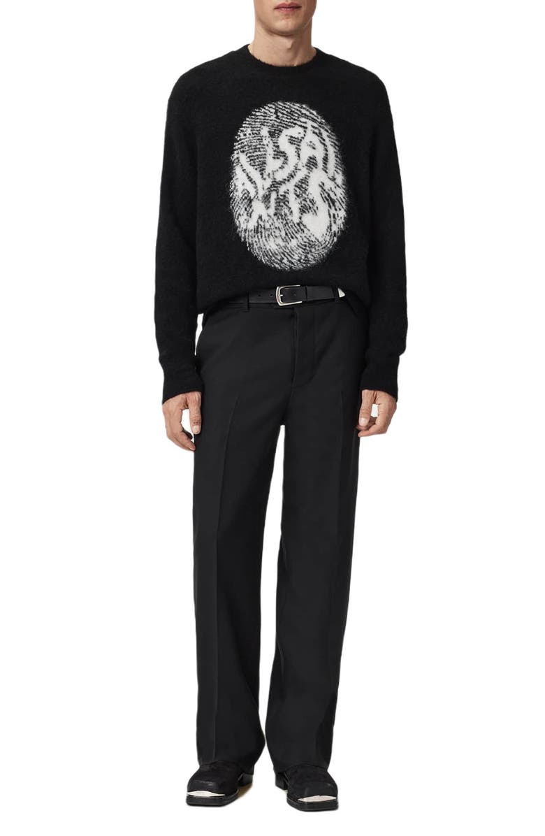 AllSaints Ridges Logo Sweater, Alternate, color, Black/ Ecru White