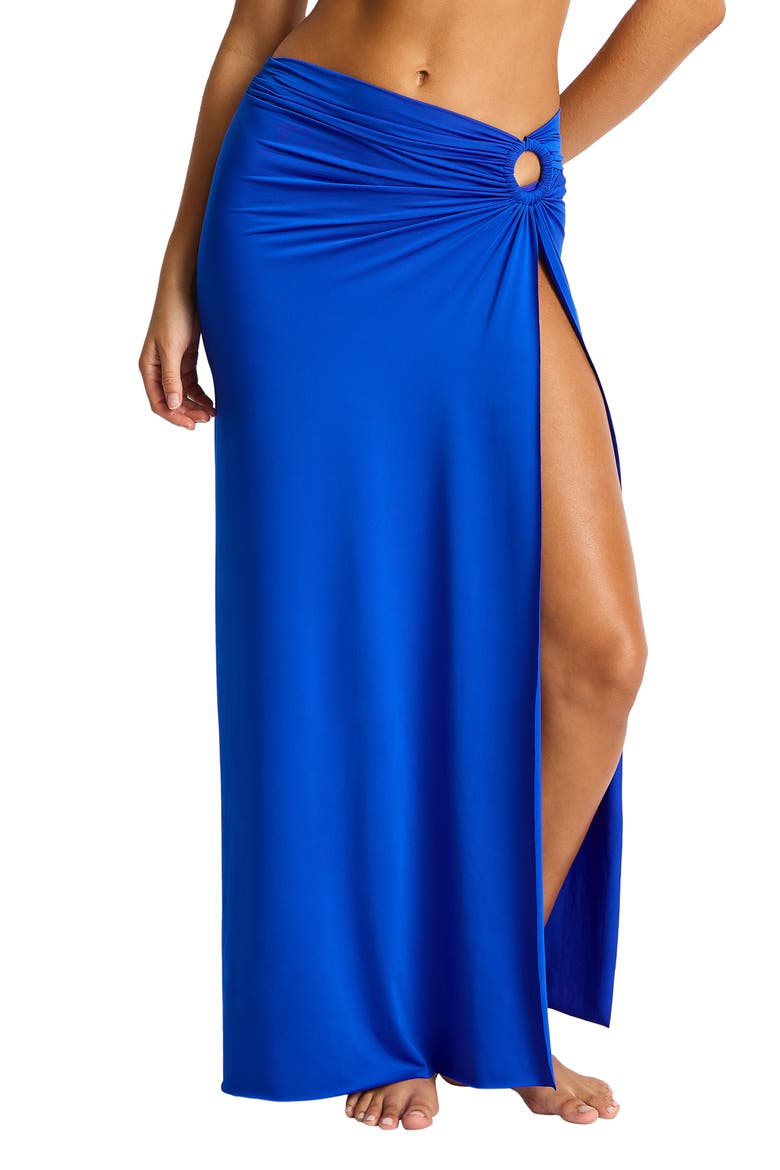 Mythos Ring Detail Cover-Up Maxi Skirt, Main, color, COBALT