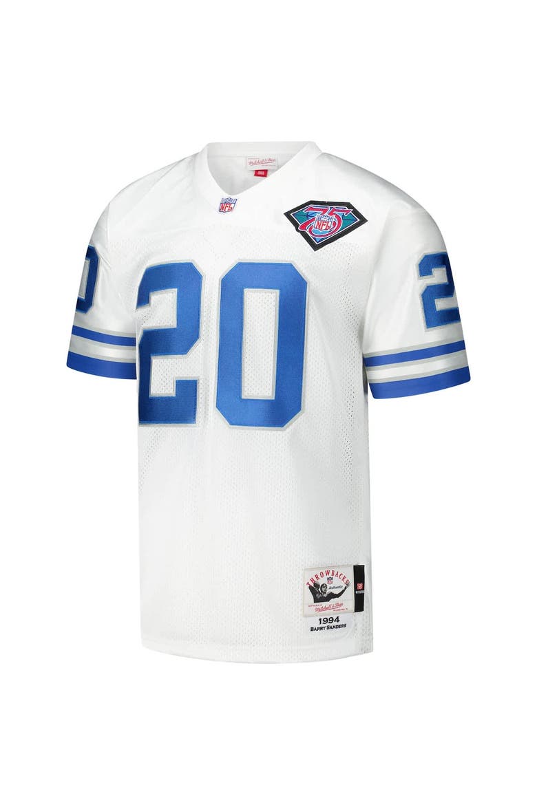 Men's Mitchell & Ness Barry Sanders White Detroit Lions 1994 Authentic Throwback Retired Player Jersey, Alternate, color, White