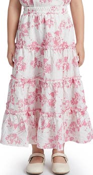 Hayden Girls Kids' Textured Floral Cotton Tiered Skirt