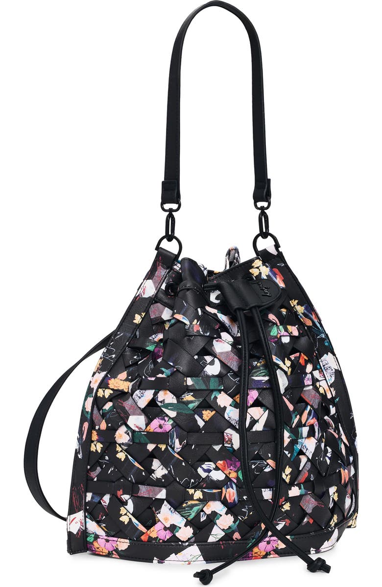 Desigual Floral Woven Faux Leather Backpack, Alternate, color, Black
