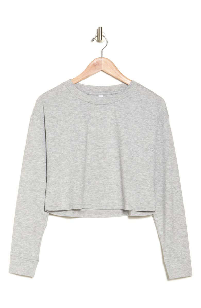 Z by Zella Long Sleeve French Terry T-Shirt, Alternate, color, Grey Light Heather