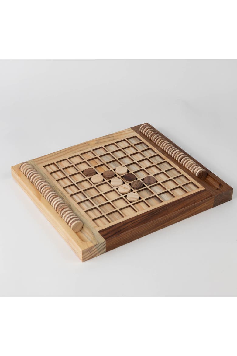 Handcarved Wood Reversi Game, Main, color, Brown