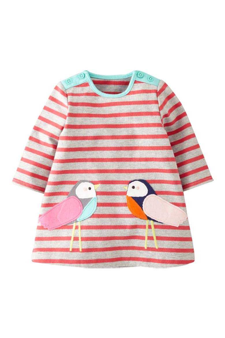 Stripe Jersey Dress, Main, color, WASHED RED STRIPE/ BIRDS