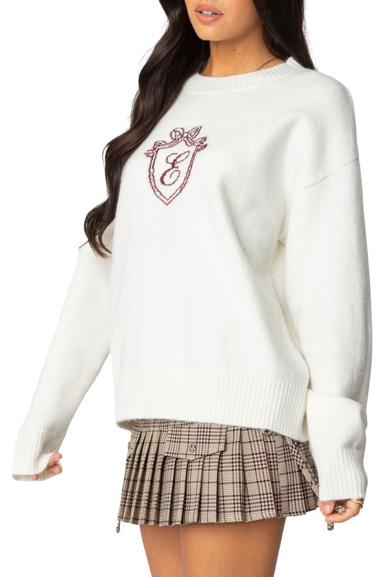So Preppy Crewneck Sweater, Alternate, color, WHITE