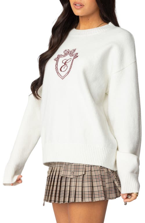 Edikted So Preppy Crewneck Sweater In White
