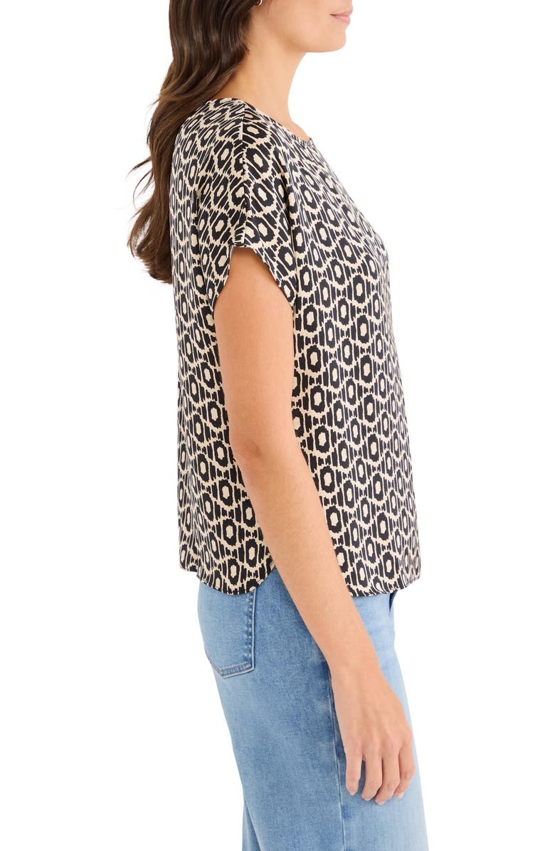 NIC+ZOE Lacy Diamonds Day Gloss Woven Shirt, Alternate, color, Black Multi