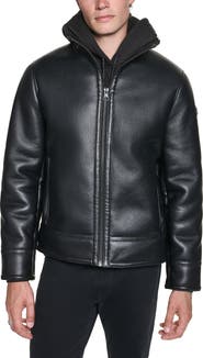 KARL LAGERFELD PARIS Faux Leather Moto Jacket