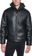 KARL LAGERFELD Faux Shearling Lined Faux Leather Jacket