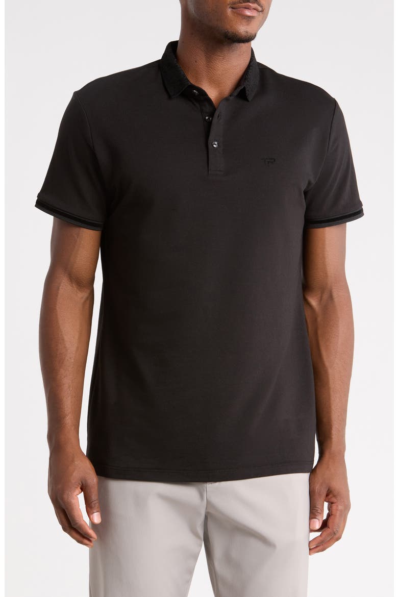 Flocking Collar Polo, Main, color, BLACK