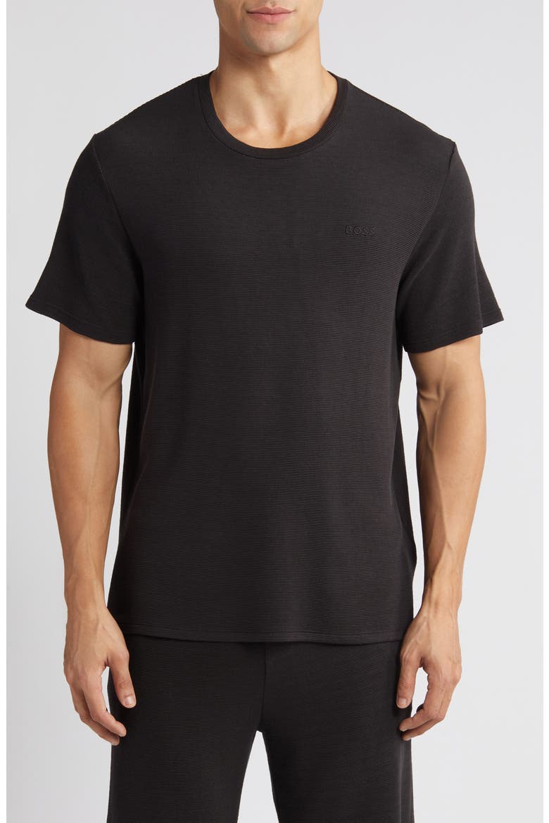 Ribbed Pajama Top, Main, color, BLACK