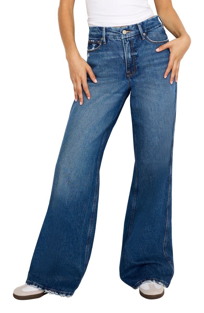 Good American Good Skate High Waist Wide Leg Jeans, Main, color, Indigo713