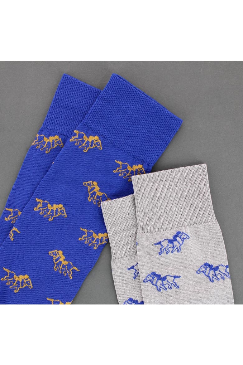 The Winner Jockey and Horse Novelty Mid Calf Mercerized Cotton Sock, Alternate, color, Blue