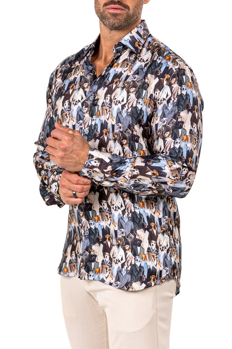 Fibonacci Marthy Contemporary Fit Button-Up Shirt, Alternate, color, BLACK