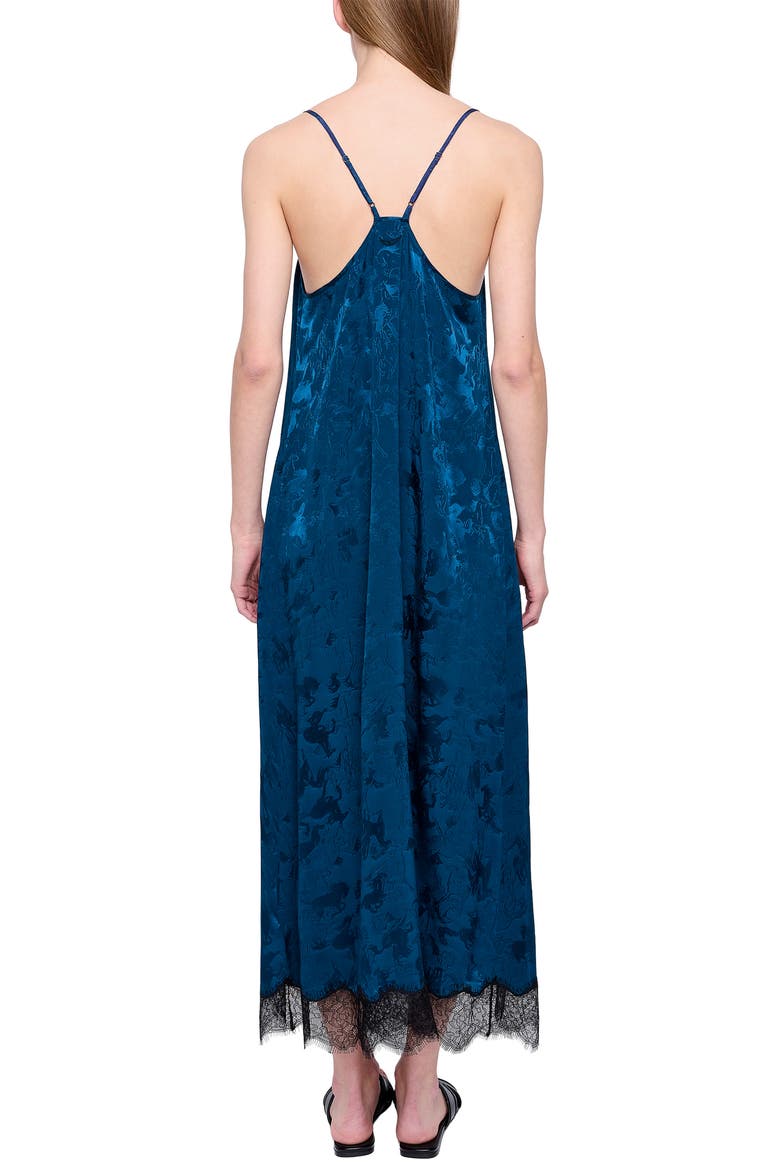 Respa Horse Jacquard Silk Slipdress, Alternate, color, MARINE