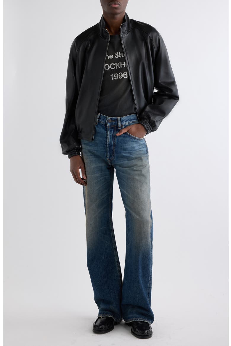 Lokot Leather Bomber Jacket, Alternate, color, BLACK