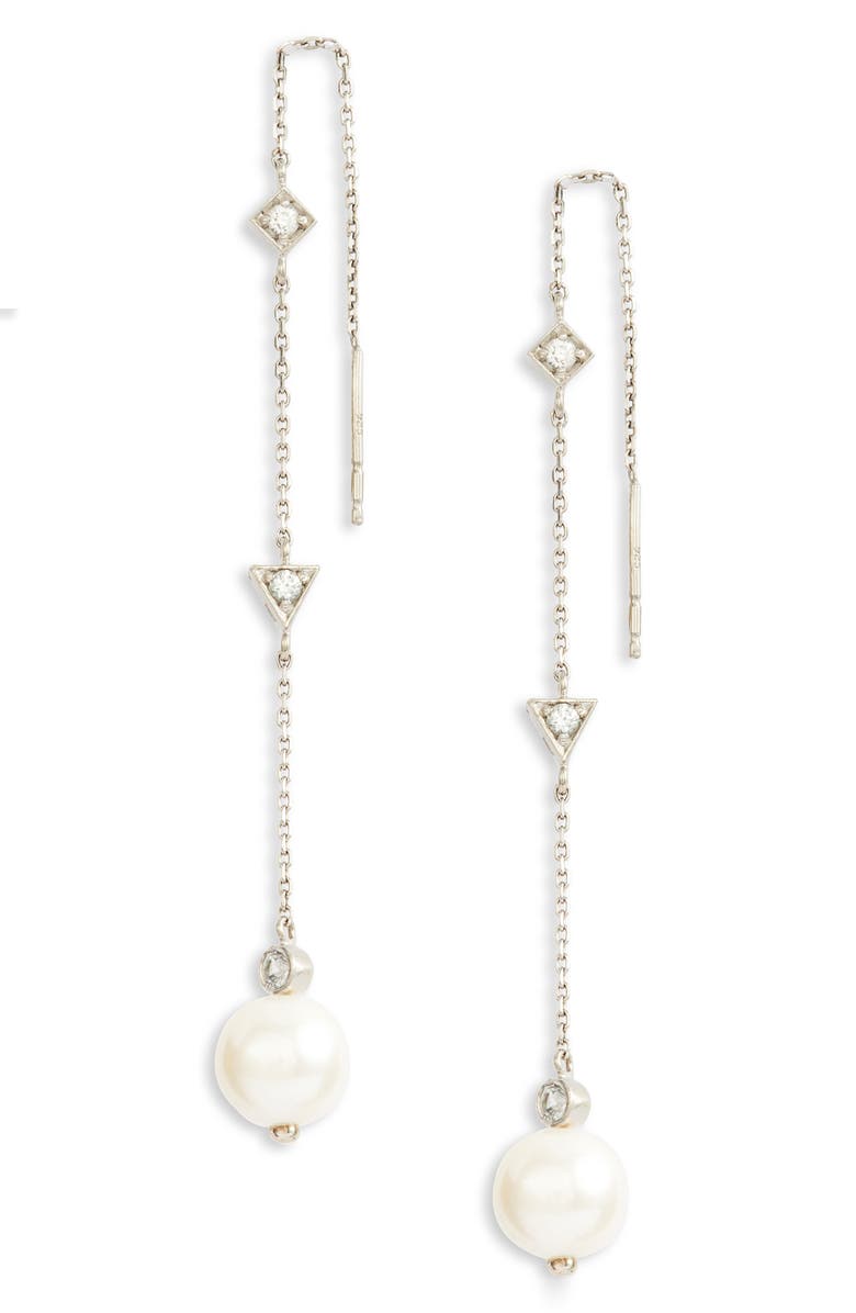 Anzie Cléo Pearl Chain Threader Earrings, Main, color,