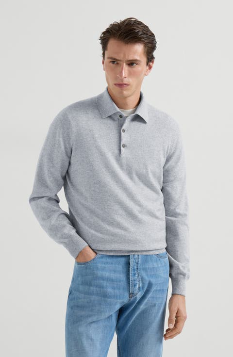Cashmere knit polo shirt