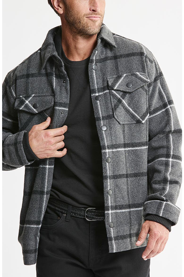 Faux Fur Lined Shirt Jacket, Main, color, CHARCOAL PLAID