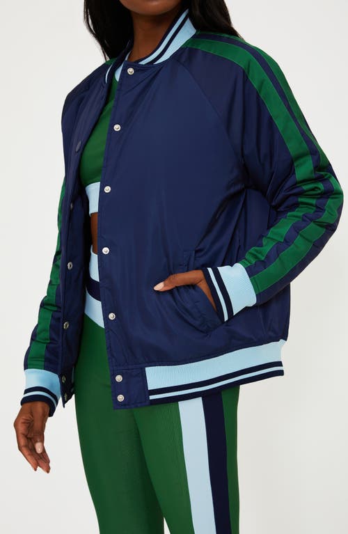 Beach Riot Colorblocked Flight Jacket In Blue