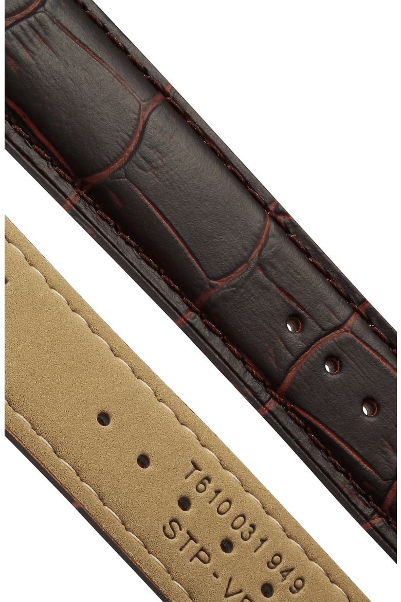Tradition Leather Strap Watch, 42mm, Alternate, color, BROWN/ SILVER