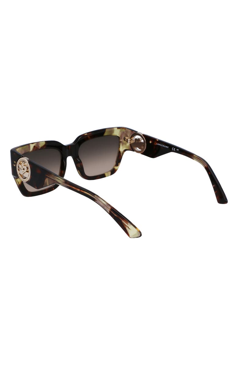 Longchamp 55mm Rectangular Sunglasses, Alternate, color, Green Havana