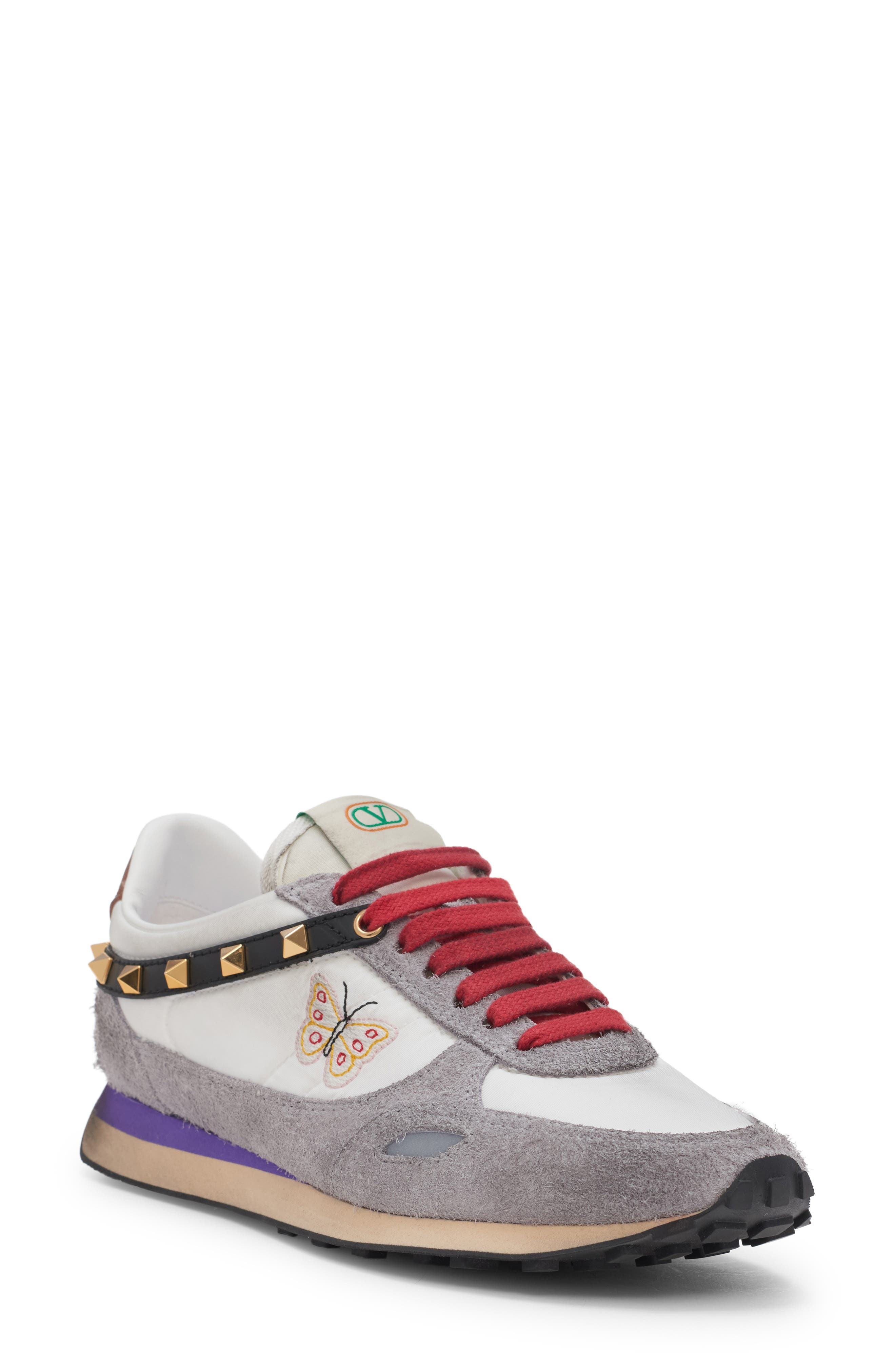 Stud Up Butterfly Sneaker, Main, color, WHITE MULTI