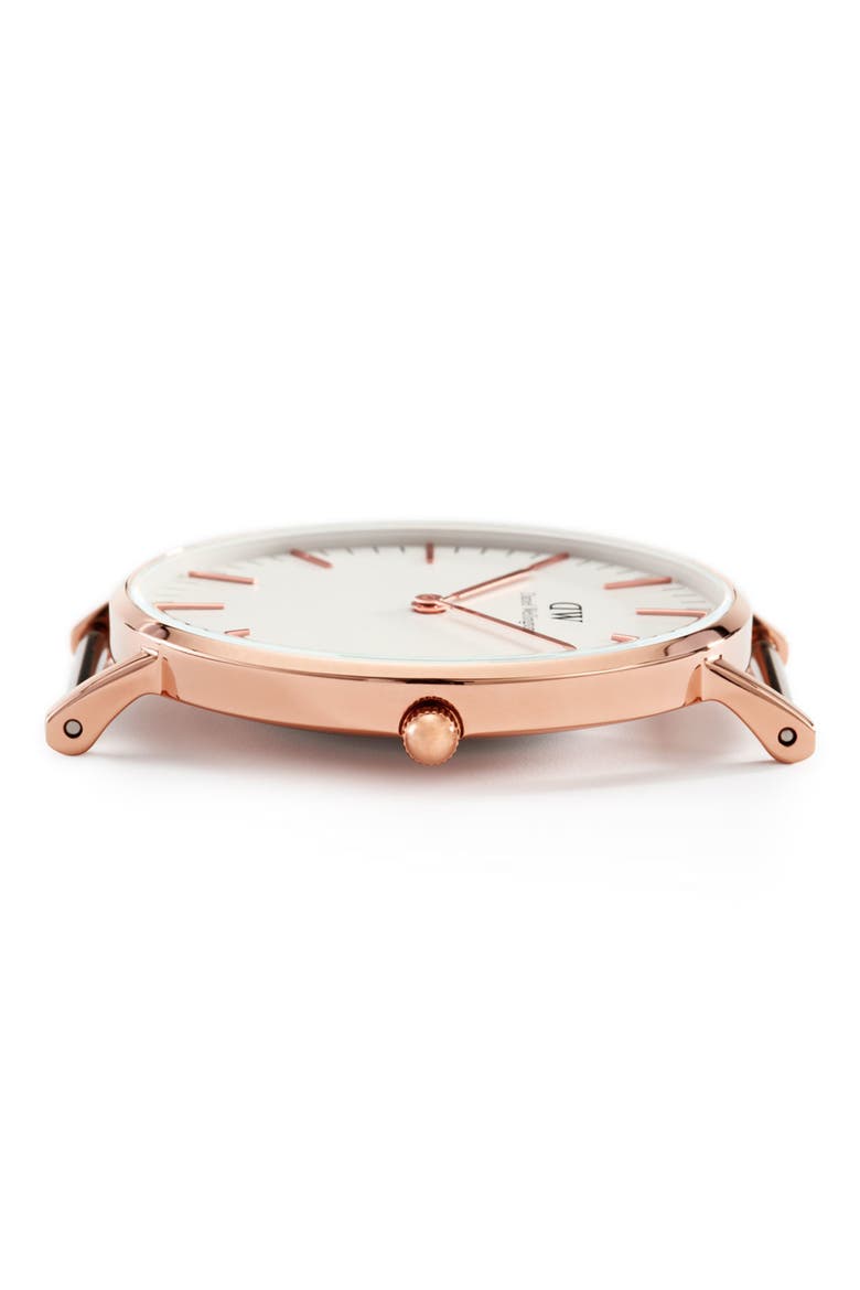 Classic St. Mawes Leather Strap Watch, 40mm, Alternate, color, ROSE GOLD/ EGGSHELL