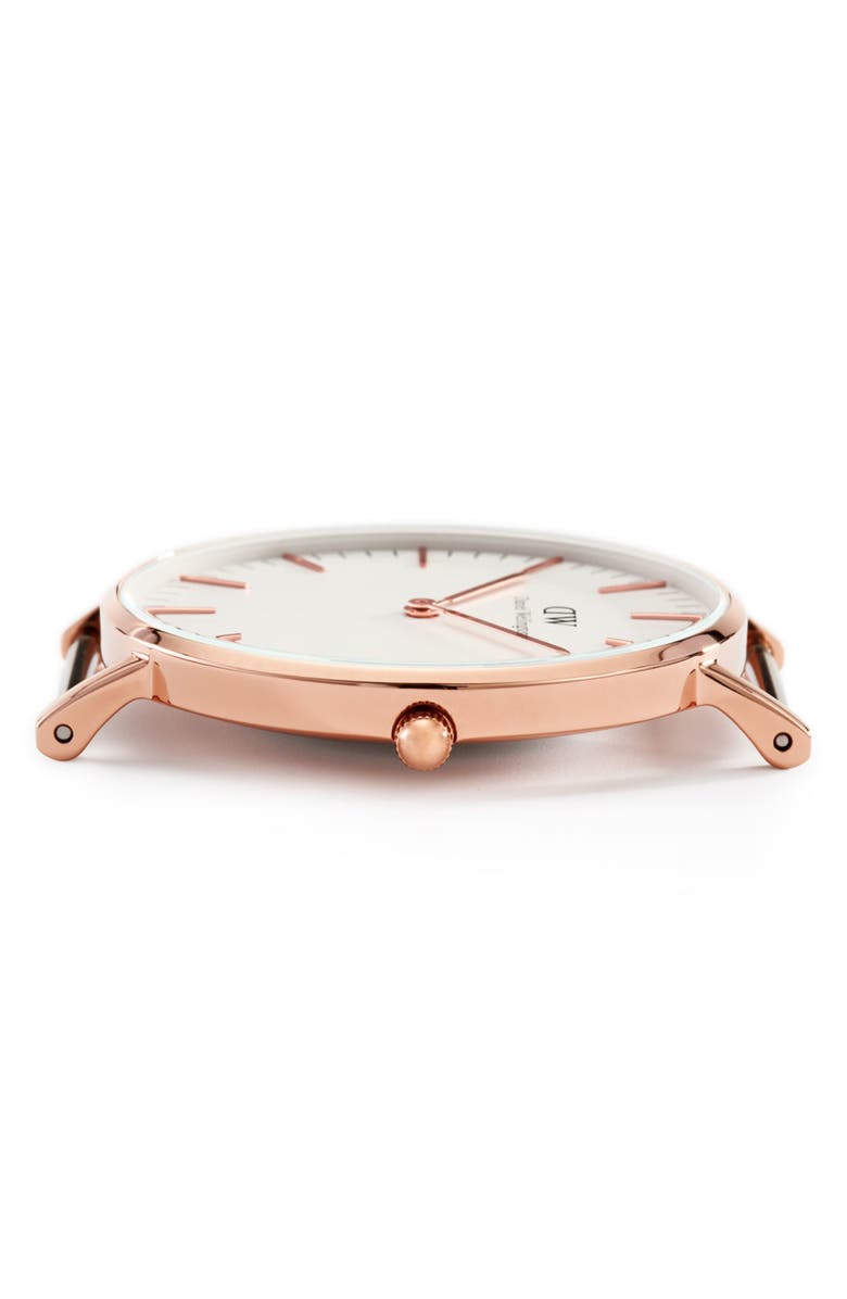 Daniel Wellington Classic St. Mawes Leather Strap Watch, 40mm, Alternate, color, Rose Gold/ Eggshell