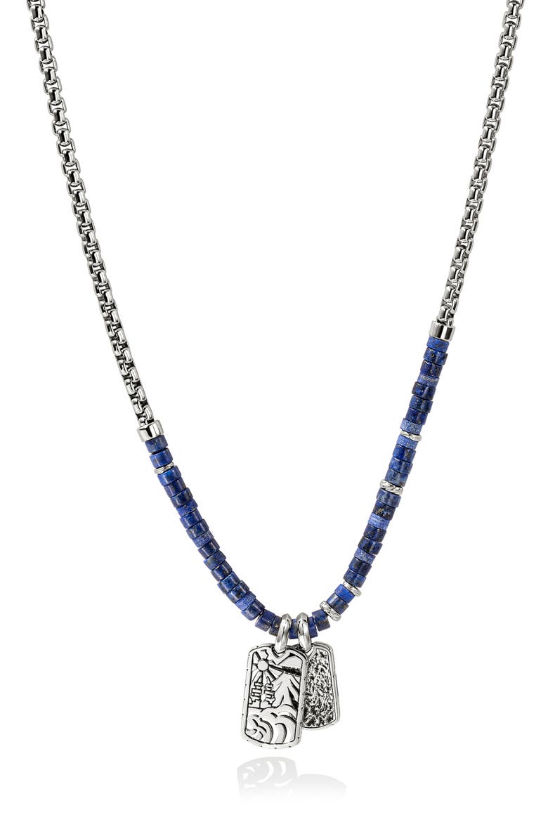 Heishi Tag Pendant Necklace, Main, color, SILVER