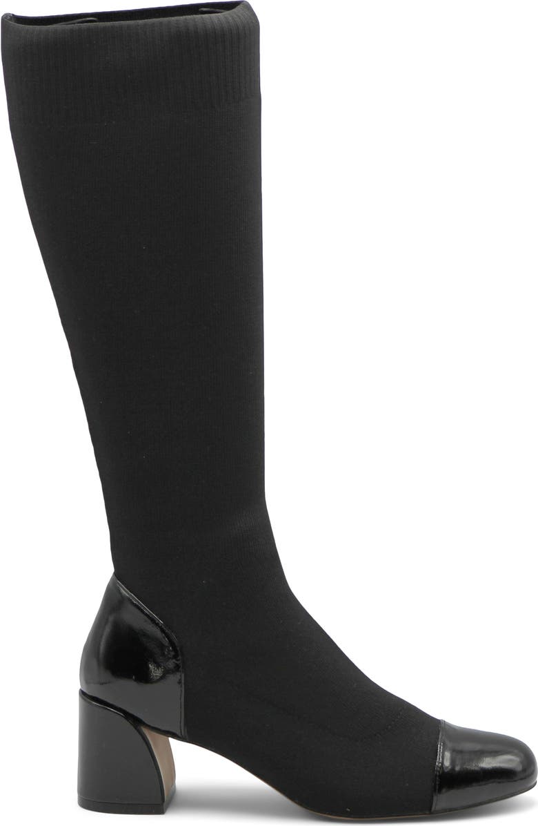 Adrienne Vittadini Capri Cap Toe Knee High Boot, Alternate, color, Black Knit