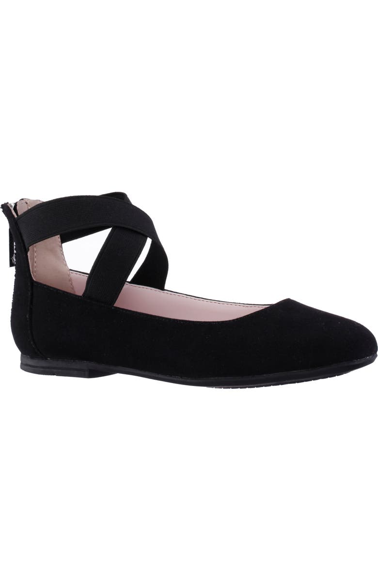 Nina Marissa Cross Strap Flat, Main, color, Black Microsuede