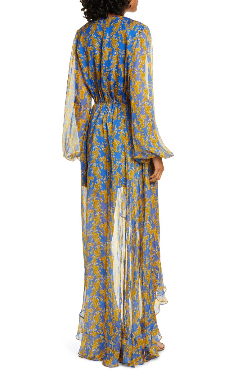 CAROLINE CONSTAS Liv Floral Print Long Sleeve High/Low Gown, Alternate, color,