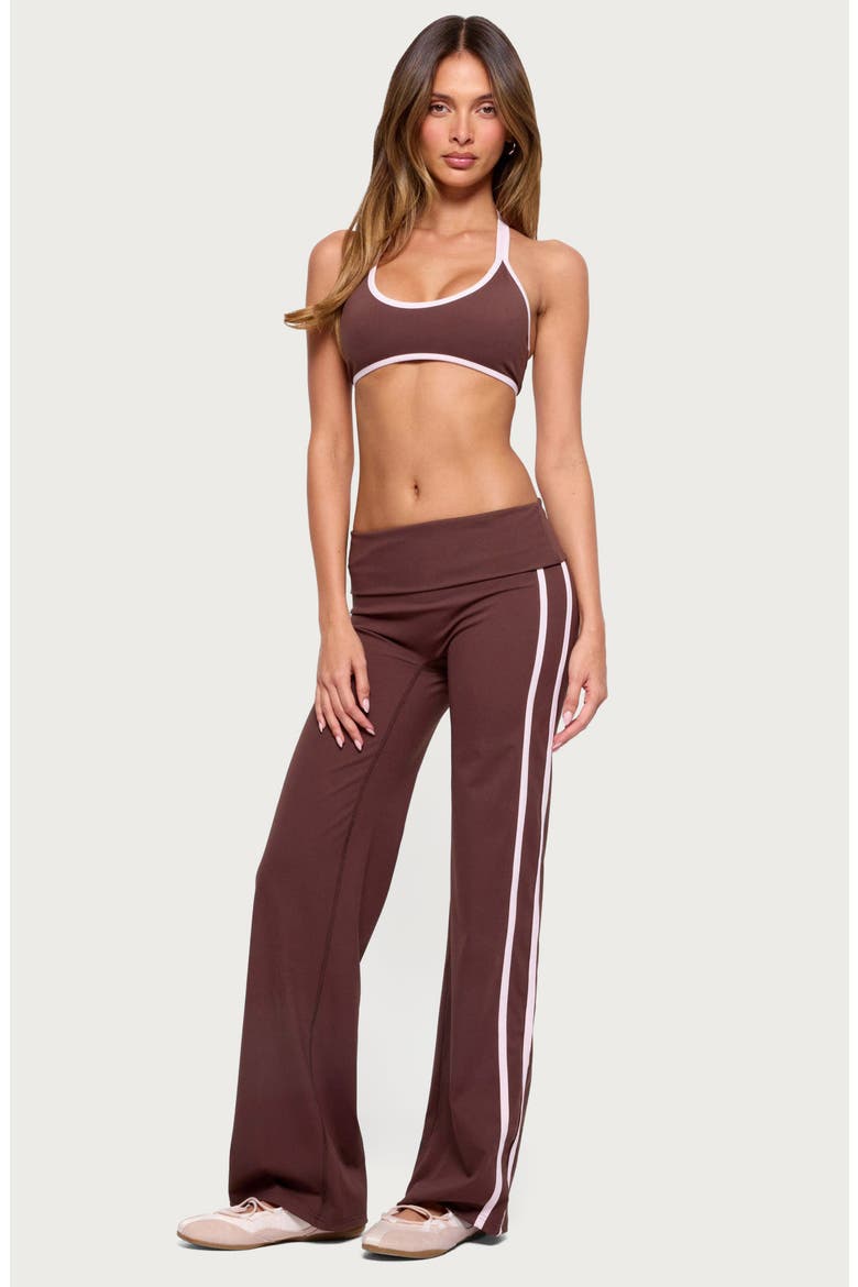 Anica Side Stripe Foldover Pants, Alternate, color, BROWN