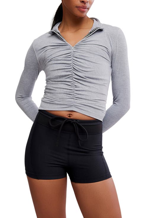 Tempo Ruched Half Zip Crop Pullover
