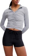 Free People Tempo Ruched Half Zip Crop Pullover