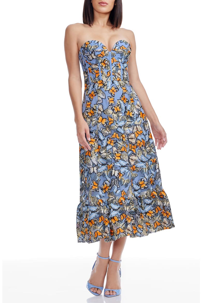 carina sequin appliqu midi dress Dress The Population Carina Strapless Sequin Appliqu Midi at MarketFair  Shoppes in Princeton, NJ