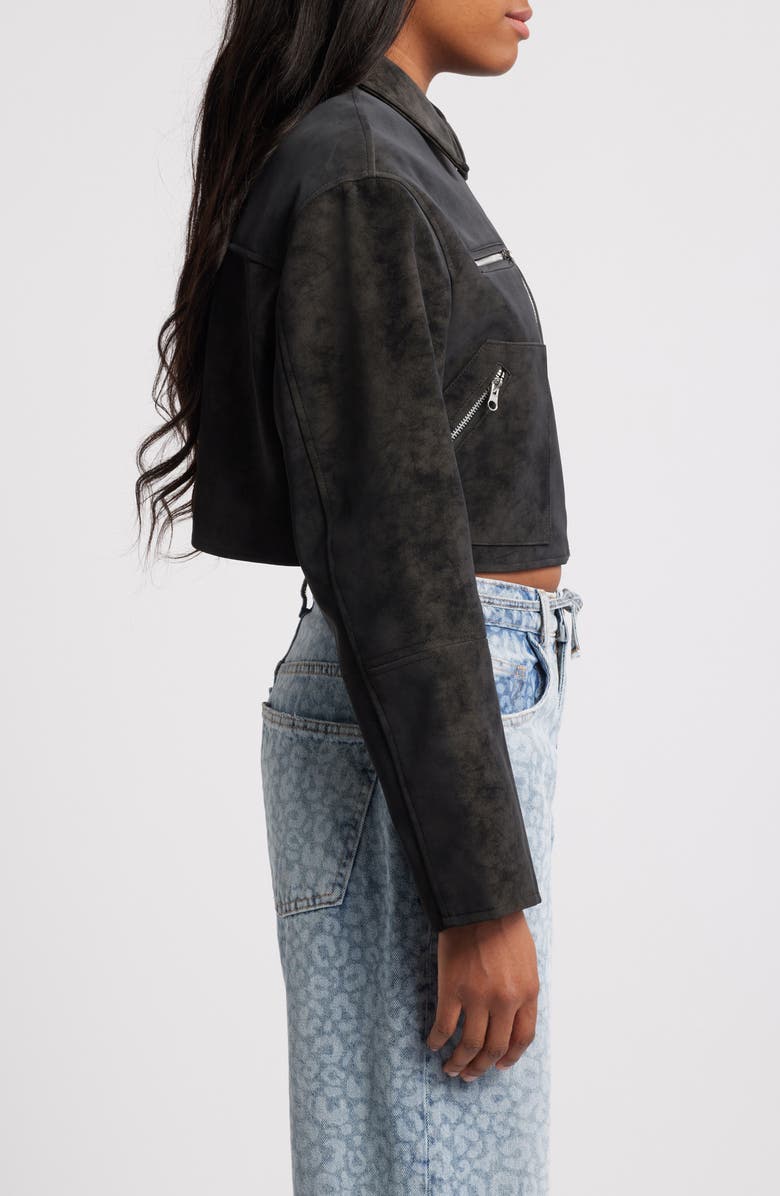 NASTY GAL Distressed Faux Leather Jacket, Alternate, color,