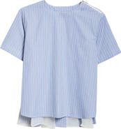 Sacai Mixed Media Poplin & Chiffon Top
