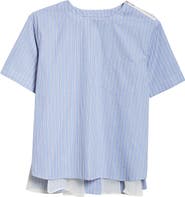 Sacai Mixed Media Poplin & Chiffon Top