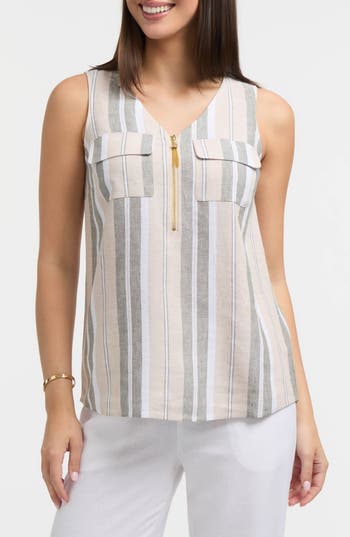 Ellen Tracy Sleeveless Zipper Detail Top