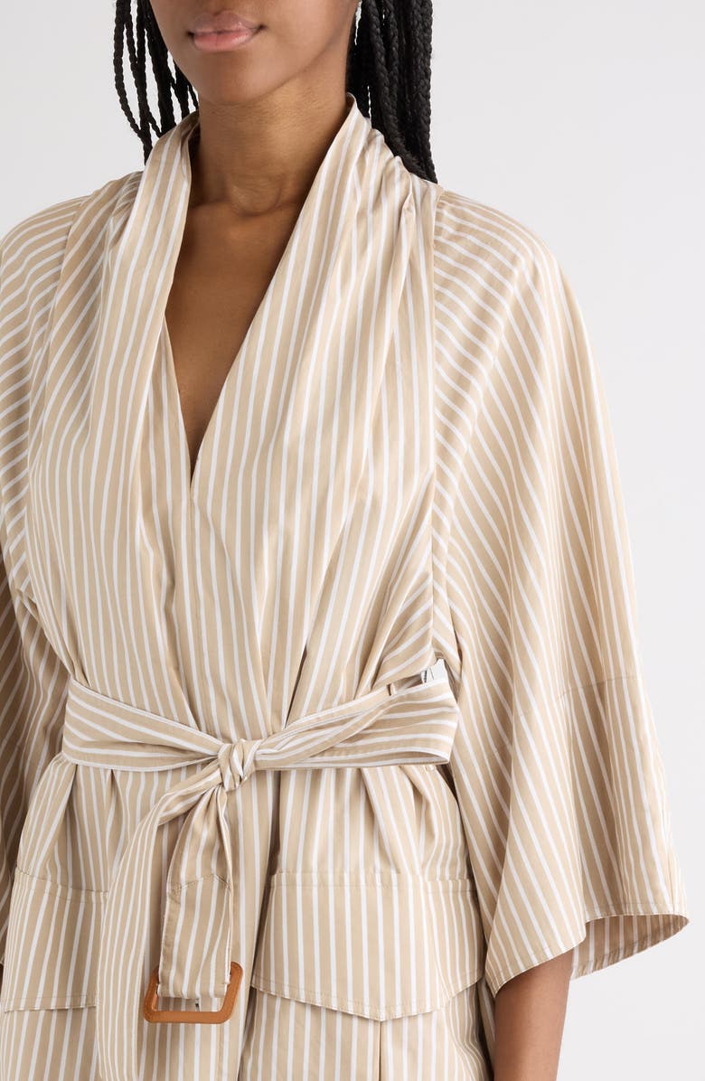 Dries Van Noten Debrasa Chalk Stripe Belted Cargo Dress, Alternate, color, Beige