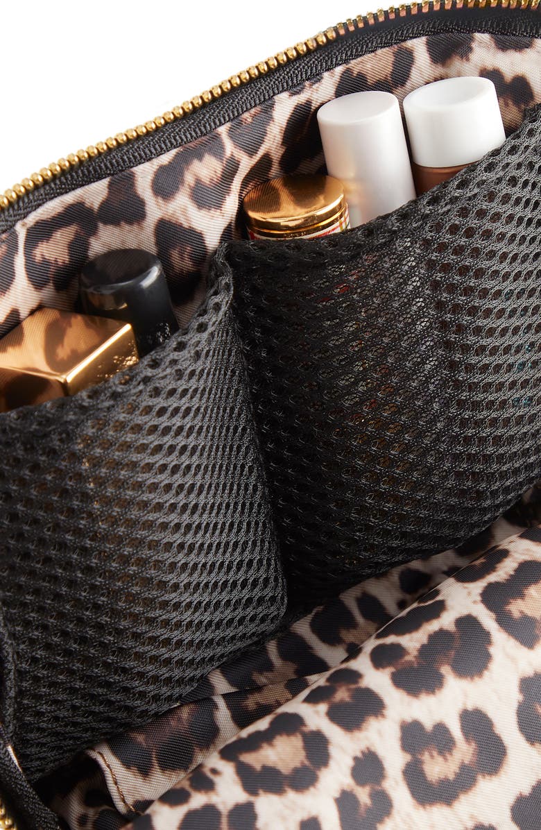 KUSSHI Everyday Makeup Bag, Alternate, color, Black/ Leopard Nylon