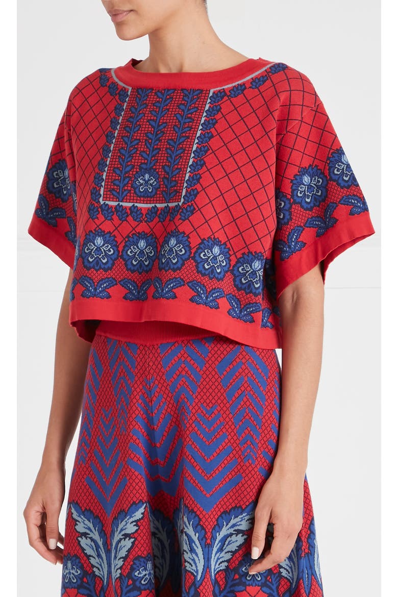 Francis Grid Knit Top, Alternate, color, Crimson