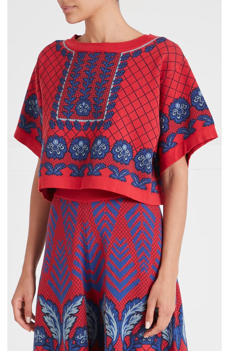 Temperley London Francis Grid Knit Top, Alternate, color, Crimson