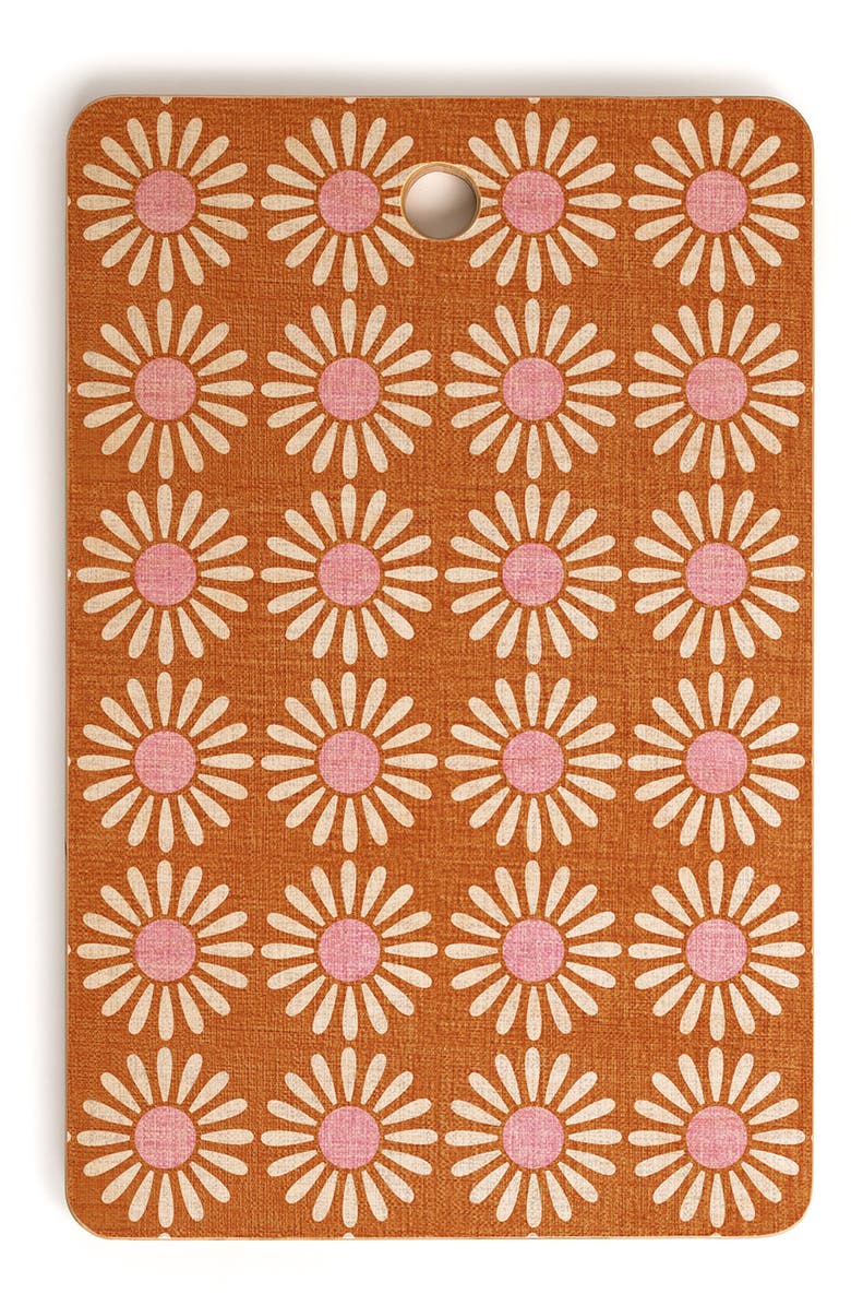 Deny Designs Schatzi Brown Retro Jumbo Daisy Orange Cutting Board, Main, color, Multi