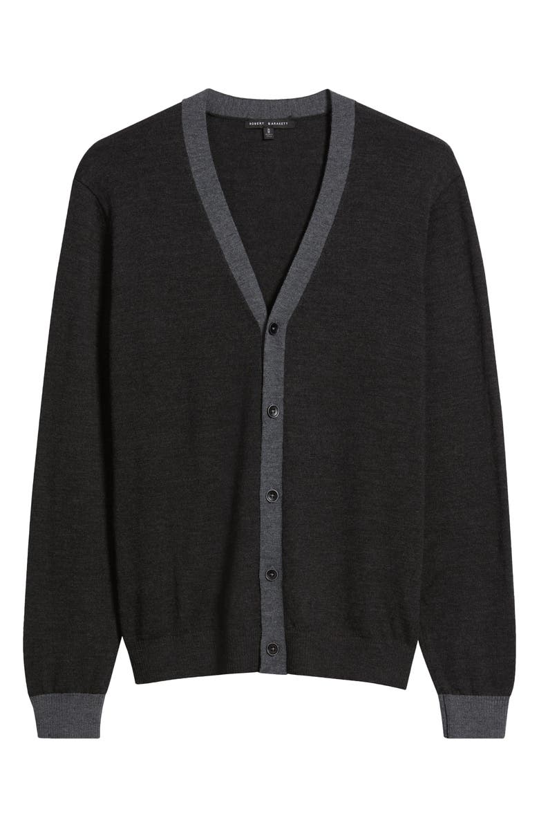 Robert Barakett Thomas Merino Wool Cardigan, Alternate, color, Charcoal